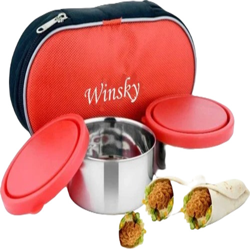 Zip Bag Lunch Box - Stainless Steel Material, Multicolour Insulated Design | Durable PVC Protection and Quality Insulation Features
