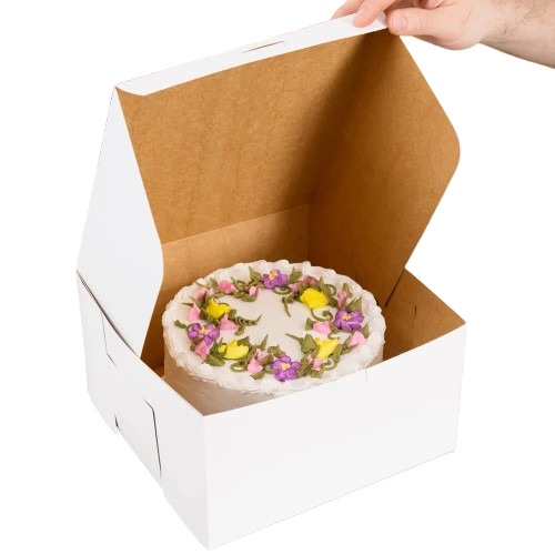 Cake Packaging Box - Paper Material, 1000 Gram Capacity, Plain Design, Rectangular Shape, Color: White | Customized and Versatile Storage Solution