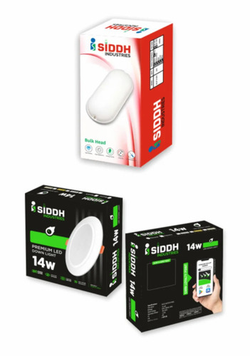 Led Down Light Packaging Box - 200 GSM Litho-Laminated Straight Tuck End Rectangle | Multi Color, Embossing, Lens Effect Printing