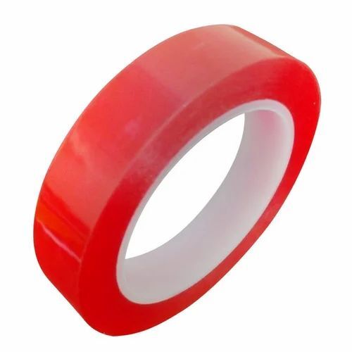 Double Sided Polyester Tape - Polyester Material,  Roll Packaging, Red Color | Strong Adhesive for Binding Applications