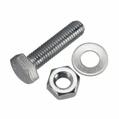 Hex Nut And Bolt - Corrosion Resistant Anodized Steel, Rust-Proof Silver Finish | Durable Material, Precise Threading, Heat Resistant, Easy Installation