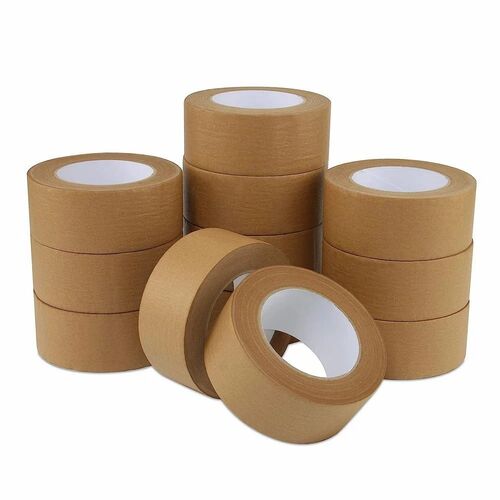 Kraft Paper Tape - Kraft Paper Material, 50 Meter Length, Brown Color | Strong Adhesive, Single-Sided Application, Good Condition