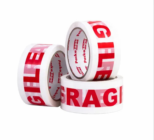 Printed Waterproof PVC Adhesive Tape - 48mm Width, White Color | Single-Sided Adhesive, 72 Pieces per Box, 24 Months Shelf Life