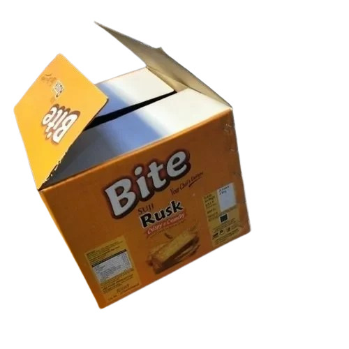 Rusk Packaging Box - Paper Material, 165X115X60 mm Size, Multicolour | Two-Piece/Telescopic Design for Food Packaging