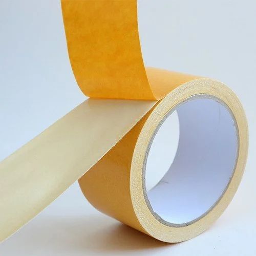 Waterproof Double Sided Cloth Tape - Cloth Material 50 Meter Length Yellow Color | Strong Adhesive for Reliable Bonding