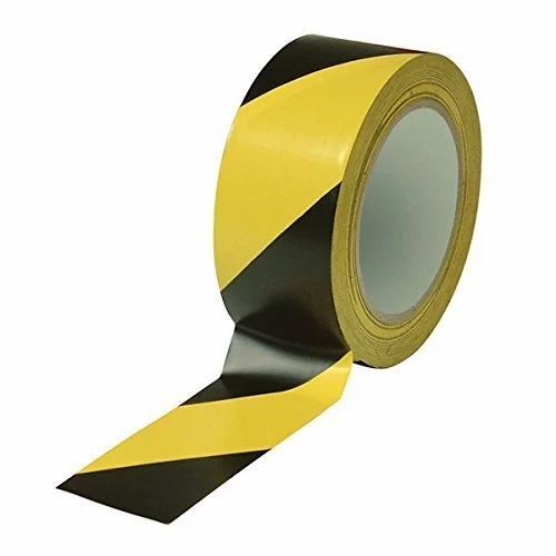 2 Inch Floor Marking Tape - PVC, 20 Meter Length, Yellow and Black | Strong Single-Sided Adhesive, Good Quality, Brand: Virag