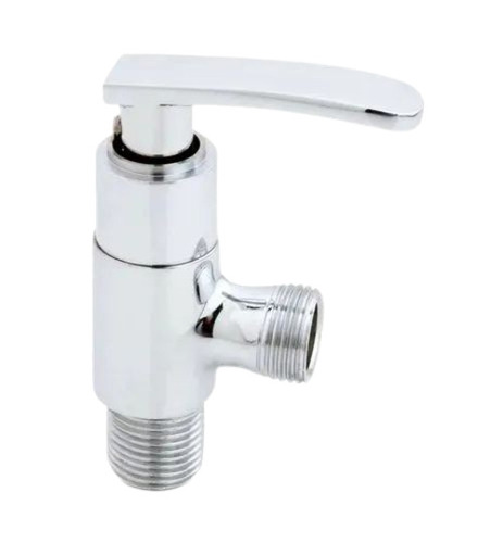 Brass Angle Cocks - 5 Inch, Silver Glossy Finish | Durable, Deck Mounted, 18 mm Round Design