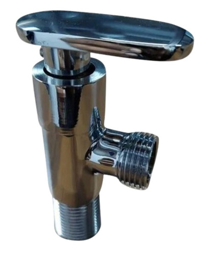 Capsule Angle Cock - Brass, 180g Weight, Glossy Finish | Durable, Deck Mounted, Round Shape, Customized Size, Silver Color, Very Good Quality