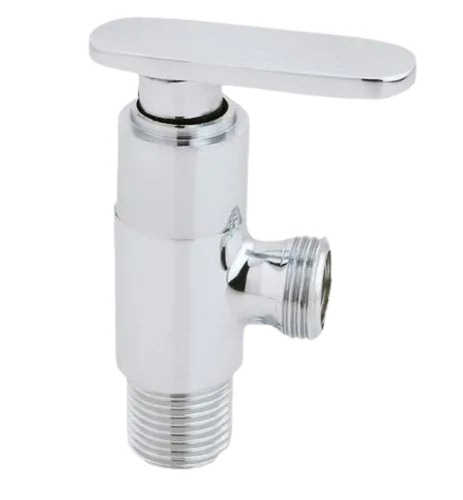 Chrome Brass Angle Cock - 5 Inch Round, Glossy Finish | Durable Silver Deck Mounted Design