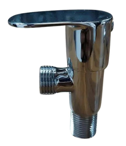 Opal Brass Angle Cock - Durable Brass, Customized Size, Silver Color, Glossy Finish | Deck Mounted, Fine Finished, Round Shape