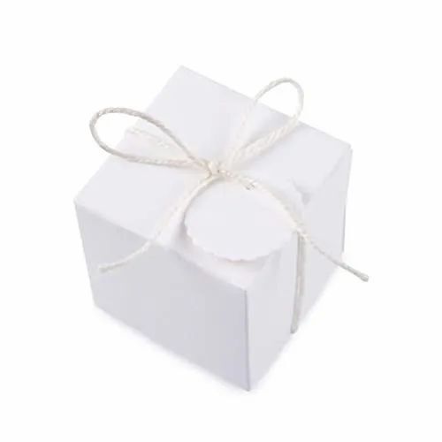 Paper Gift Box - Paper Material, 5-6 Inches Height, Square Shape, White Color | Bio Degradable, Matte Lamination, Silkscreen Printing
