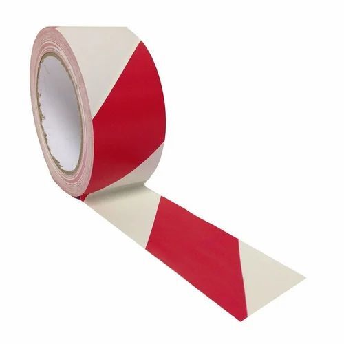 PVC Floor Marking Tape - 20 Meter Length, Strong Adhesive with Red and White Color