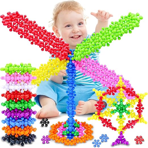 Snowflakes Interlocking Solid Plastic Building Block Toys | Educational Toys for Preschool Kids | DIY Building Blocks Toy for Boys and Girls Aged 3+ | Creative Kids Toy (100PCS)