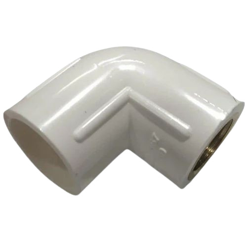 Upvc Brass Elbow - 90 Degree, 1/2 Inch Round Female Connection | Durable, Fine Finished, Polished Cream, Industrial Plumbing Application