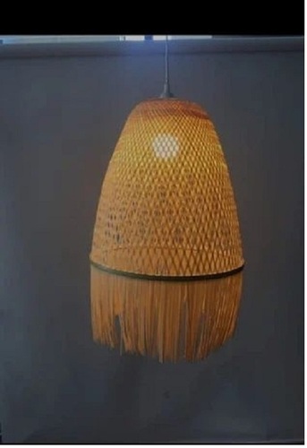 Bamboo Hanging Lamps - Handmade Wooden Floor Lamp, Brown Cone Shade, Incandescent Light Source | Eco-Friendly Energy Saving Design