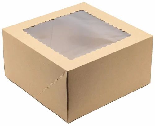 Cake Packaging Box - Kraft Paper, 8 x 8 x 5 Inch, Brown | 500 Gram Capacity, Square Shape, 450 GSM Paper Grade
