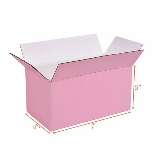 Customized Die Cut Corrugated Box - Virgin Kraft Paper, Single Phase 2 Ply, 5 Kg Weight Holding Capacity, Pink Color, Square Shape, Food Packaging | Lithography Printing