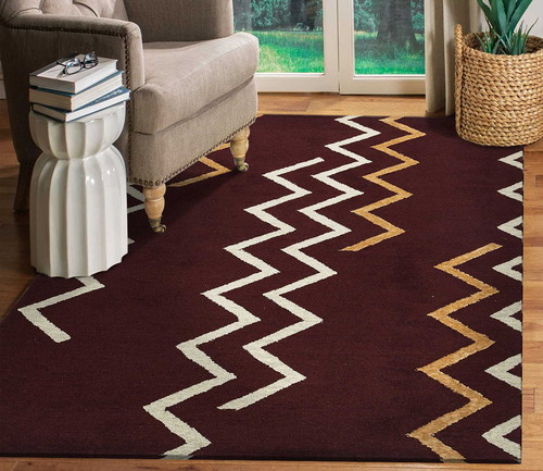 Floor Carpet - Shaggy Pattern, Hand Carved Rectangular Design for Home and Hotel Use