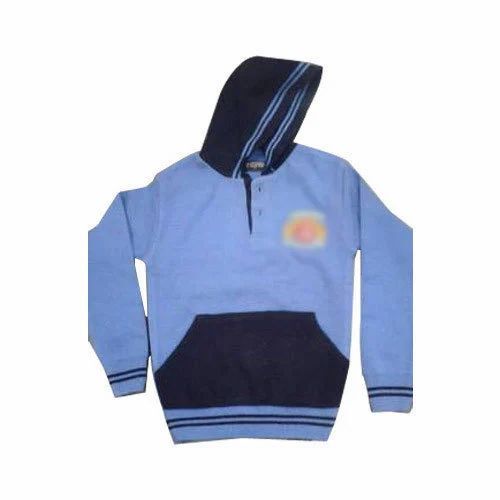 Kids Hoodie - Cotton, Customized Size, Blue | Full Sleeve, Modern Style, Appliqued, Anti-Wrinkle, Breathable, Quick Dry, Machine Washable