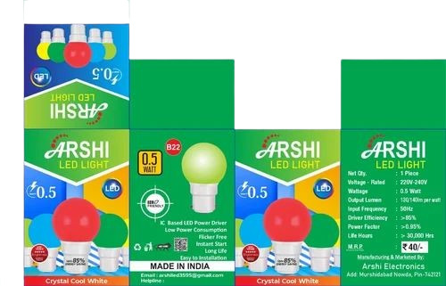 Recycled Paperboard LED Bulb Packaging - Rectangular Sleeve Box, Multi-Color Textured Coating, Disposable Design
