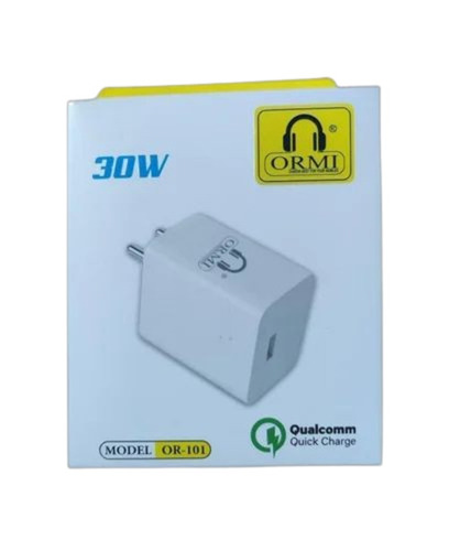 Mobile Charger Packaging Box - Unbleached Kraft Paperboard, 10x4x2.5 inches, White | Screen Printing, Litho-Laminated Coating