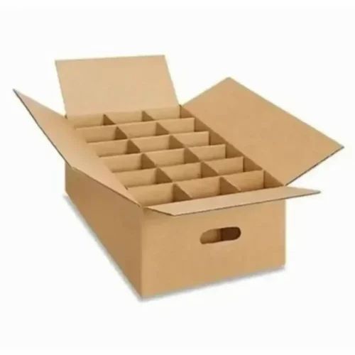 Partition Corrugated Box - Single Wall 3 Ply 9x9x6.5 Inches Brown Virgin Kraft Paper 25 Kg Weight Capacity Matte Finish Biodegradable