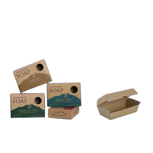 Soap Packaging Box - Single Wall, 3 Ply, Multi Color, Fully Recycled Paper, Laminated Coating, Lithography Printing, Disposable with Raised Ink