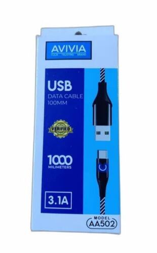 Usb Data Cable Packaging Box - Unbleached Kraft Paperboard, 10x4x2.5 Inch, Multi-Color | One-Piece Tuck Top Design, Textured Coating, Disposable