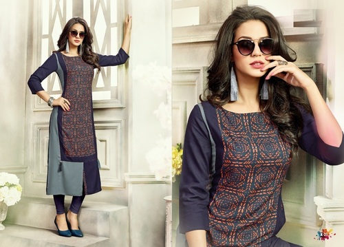 Ladies Printed Cotton Kurti - Color: All