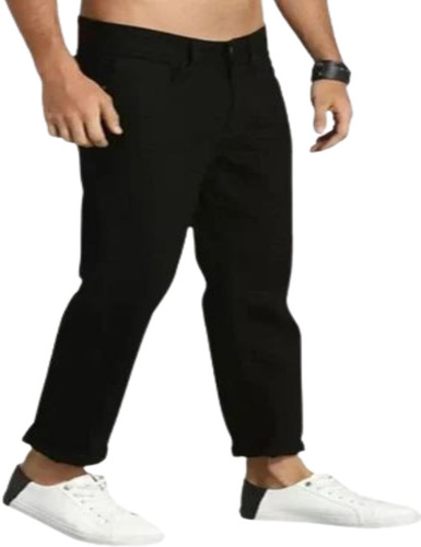 Men's Mid Rise Black Denim Jeans - Size 38, Straight Fit | Breathable, Quick Dry, Soft and Comfortable, No Fade