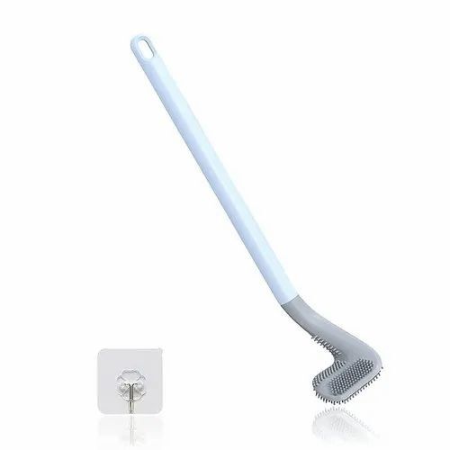 Golf Toilet Brush - Silicone Bristles, 1pc Box , Grey Color, Long Lasting Plastic Material for Bathroom and Toilet Cleaning