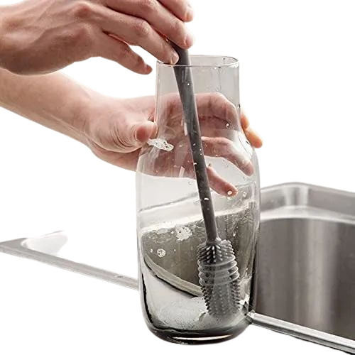 Bottle Cleaning Brush - Silicone Bristles , Gray Color for Effective Container Cleaning
