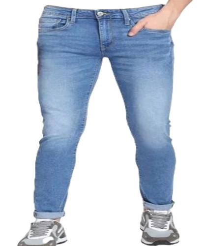 Men Heavy Knitted Jeans - Denim, Size 30, Blue | Breathable, Quick Dry, No Fade, Soft and Comfortable for Casual Summer & Winter Wear
