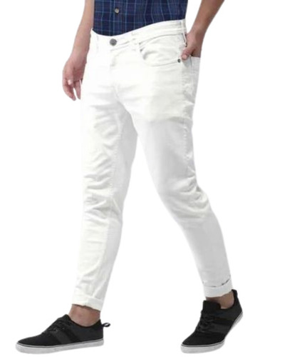 Men Denim Jeans - Size 38, White Color | Breathable, No Fade, Quick Dry, Soft and Comfortable