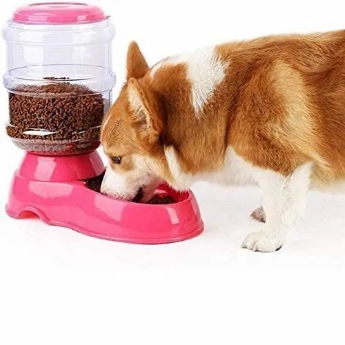 Pet Food Dispenser - Plastic Material, Single Unit, Pink Color | Durable, Easy to Use, Ideal for Dog Cleaning Products