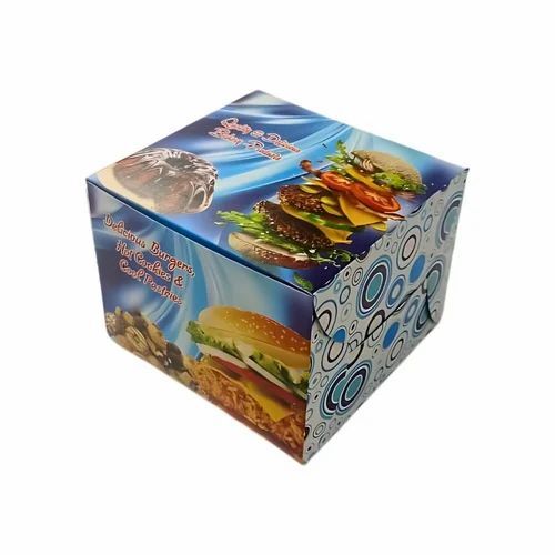 Printed Burger Packaging Boxes - Paper Material, Square Shape, Multicolour Design | Ideal for Burgers, Printed for Attractive Presentation