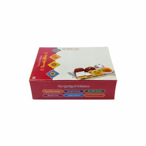 Sweet Packaging Box - Paper, 250 Gram Rectangular Shape, Multi Color Printed Design | Ideal for Gifting and Celebrating Special Occasions