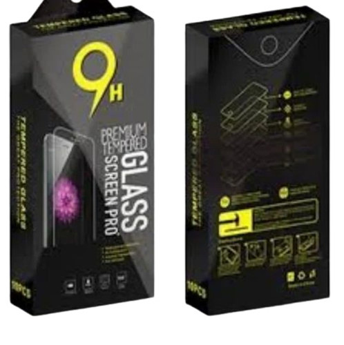 Tempered Glass Packaging Boxes - Hard Paper, 2 mm Thickness, Rectangular Shape, Black Color | Lightweight Design, Printed Pattern