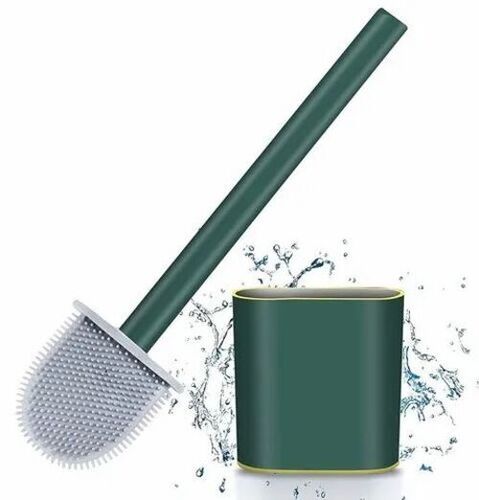 Toilet Brush - Silicon Bristles, Green Color | Long-Lasting Usage for Bathroom & Toilet Cleaning, One-Piece Box Packaging, Good Quality