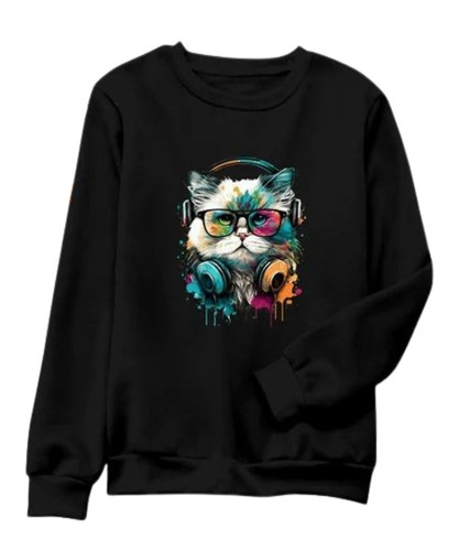 Women Black Full Sleeve T-Shirt - Cotton, Sizes S-XXL, O-Neck, Long Sleeves | Soft and Comfortable, Printed Design for Winter Wear