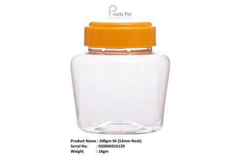 200 Gram Plastic Pet Jars - Color: Transparent