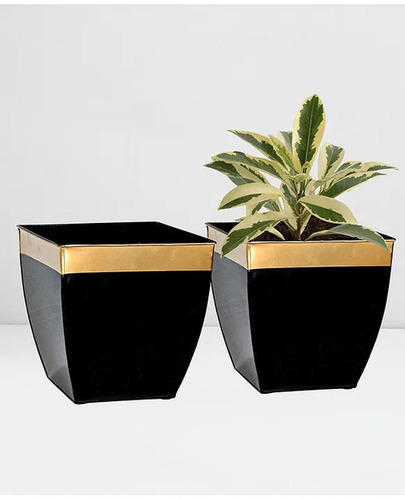 Metal Tapered Planter - Color: Black