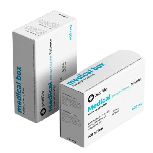 Pharmaceuticals Packaging Box - Paper, 8x18x4 Inches, Multicolor CMYK Printed, Straight Tuck End Style, Gloss Coated Finish, Disposable, 500 g Capacity