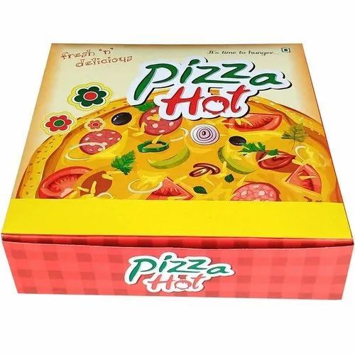 Pizza Packaging Box - Paper, 800 g Capacity, 2 mm Thickness | Multi Color Design, Ideal for Safe Pizza Delivery and Storage