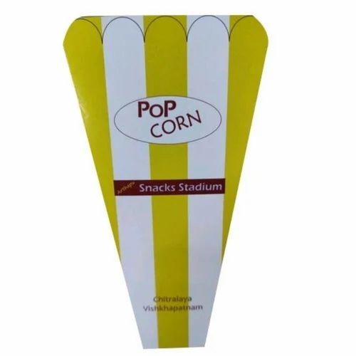 Popcorn Packaging Boxes - 100 gm Capacity, 140x190x90 mm Size | Paper, Square Shape, Single Compartment, Disposable, Three Ply