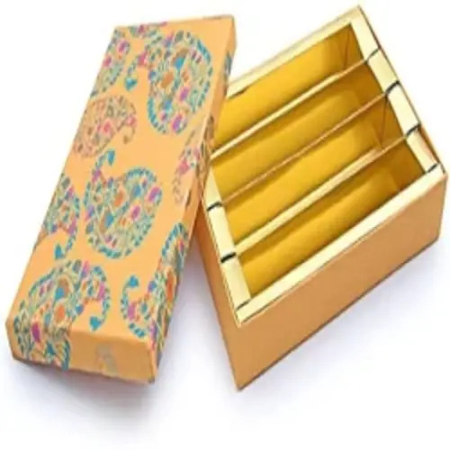 Sweet Box - Paper Material Standard Size Yellow Color | Glossy Lamination Finish Moisture Resistance Eco-Friendly Biodegradable Disposable