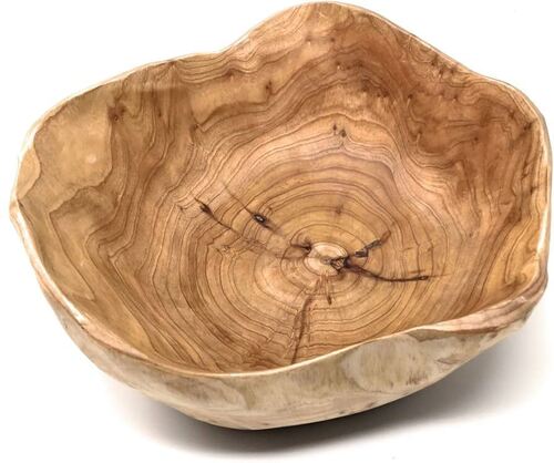 Wooden Bowl - Birch Wood Standard Size Brown Color Solid Surface Antique Imitation Style | Lightweight Portable Eco-Friendly Easy to Clean