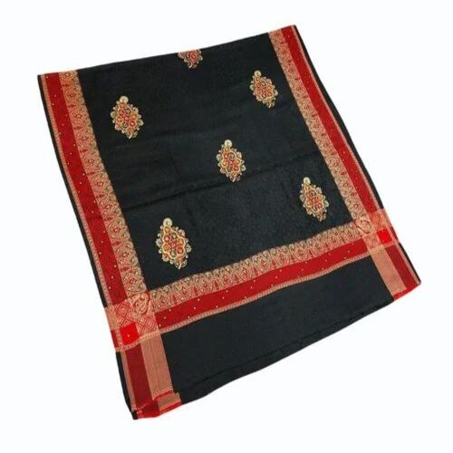Black Cashmilon Shawl - 80 x 40 Inch, Warm and Soft Embroidered Design for Women | Ideal for Winter Casual Wear, Hand and Machine Wash