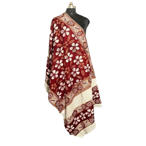 Woolen Shawl - Warm and Soft Embroidered Wool, Maroon Color, Casual Winter Wear for Women | Hand Wash and Machine Wash Friendly
