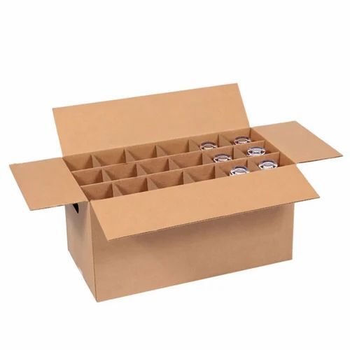 Partition Corrugated Box - Brown Paper, Rectangular Shape | Ideal for Beverage Packaging